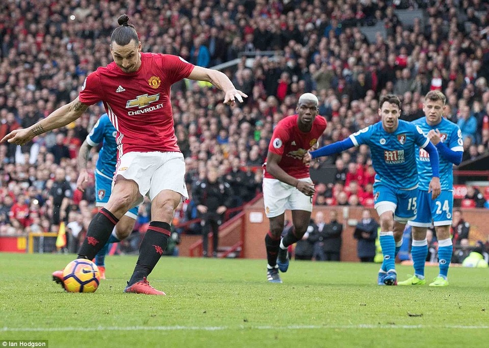 Ibrahimovic đá hỏng phạt đền, MU chia điểm với Bournemouth - 1
Ibra đá hỏng phạt đền khiến MU không thể thắng Bournemouth