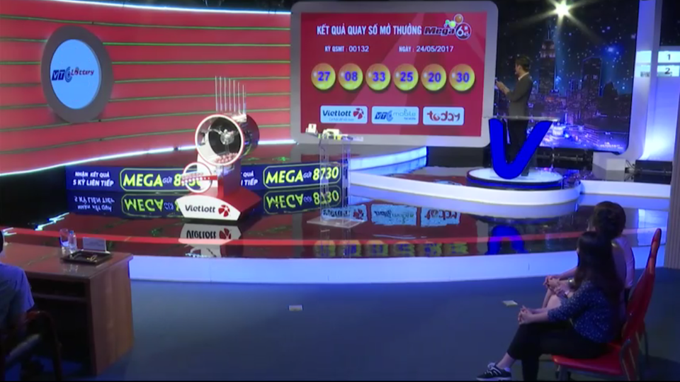 Bộ số trúng giải độc đắc (Jackpot): 08 – 20 – 25 – 27 – 30 - 33 của kỳ quay thứ 132 sản phẩm Mega 6/45