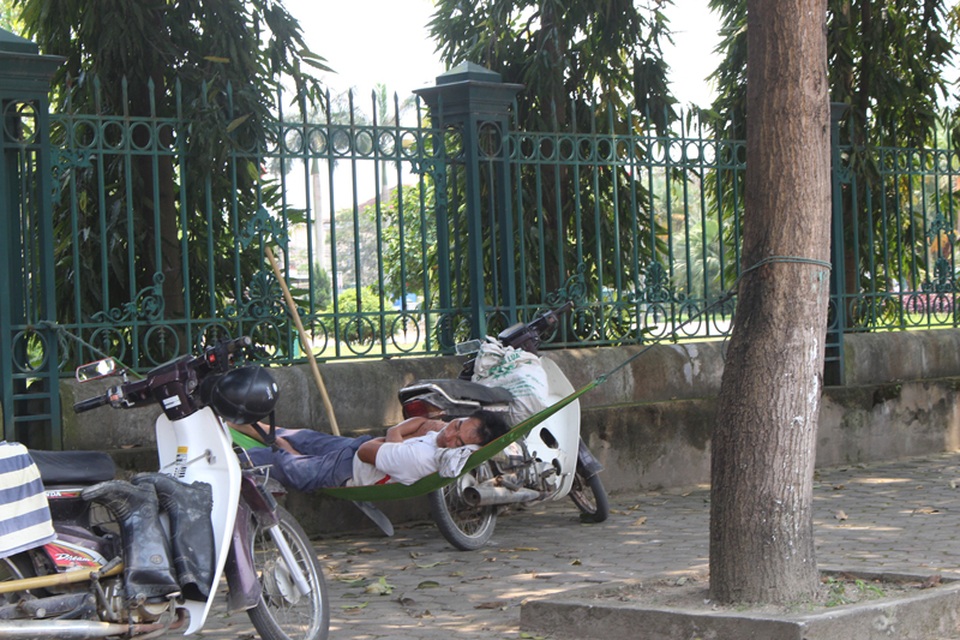 Ngột ngạt với nắng nóng 39 độ C ngày đầu hè - 3
Giấc ngủ trưa tránh nắng dưới bóng cây của bác thợ hồ.
