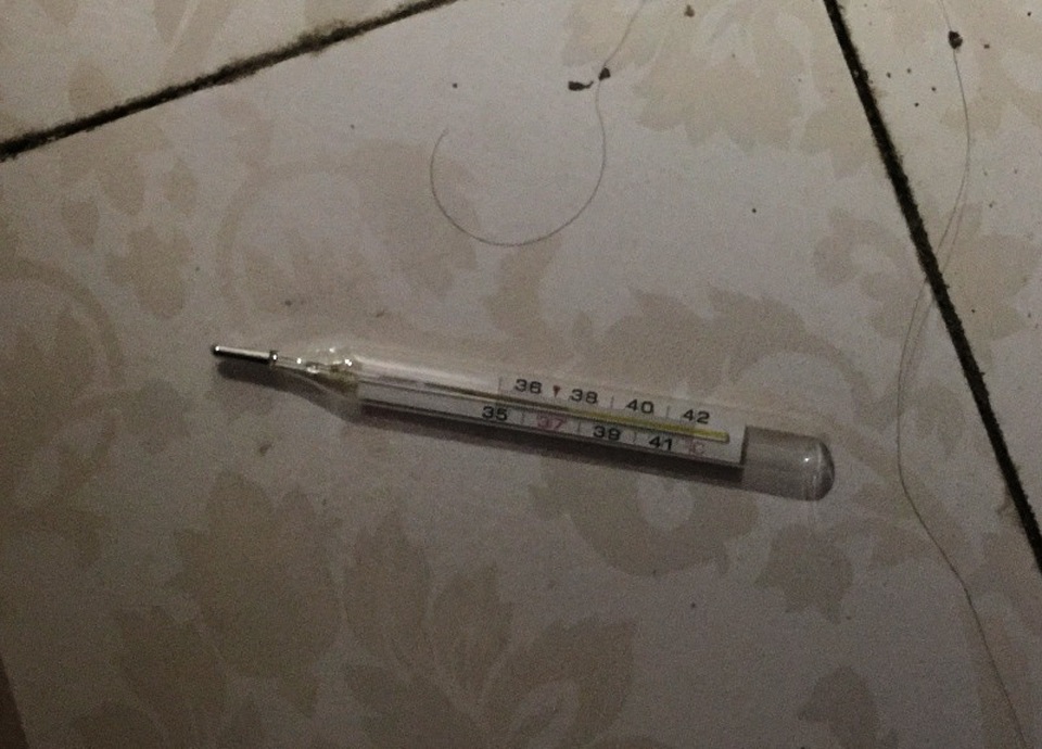 
Nhiệt kế mới đặt xuống nền nhà ở 37 độ C...
