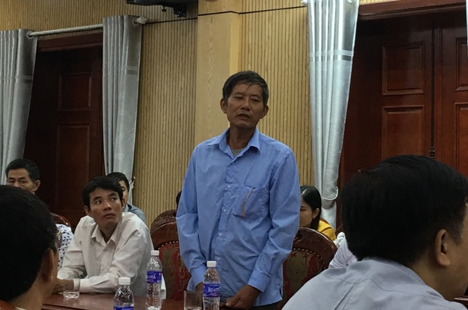 Ông Lê Quốc Trương, đại diện thân nhân liệt sĩ phát biểu tại buổi thông báo kết quả