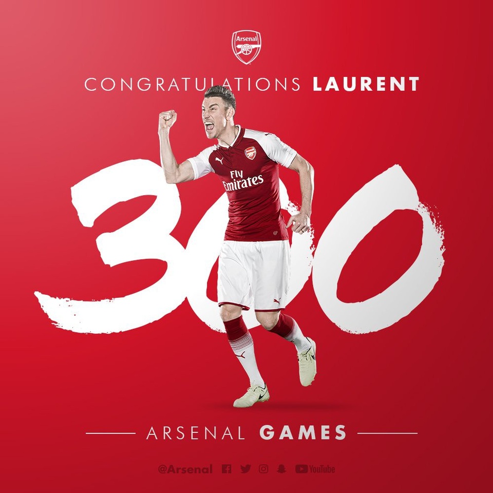 Arsenal 2-0 Tottenham: Chiến thắng xứng đáng - 10
Koscielny có trận đấu 300 trong màu áo Arsenal