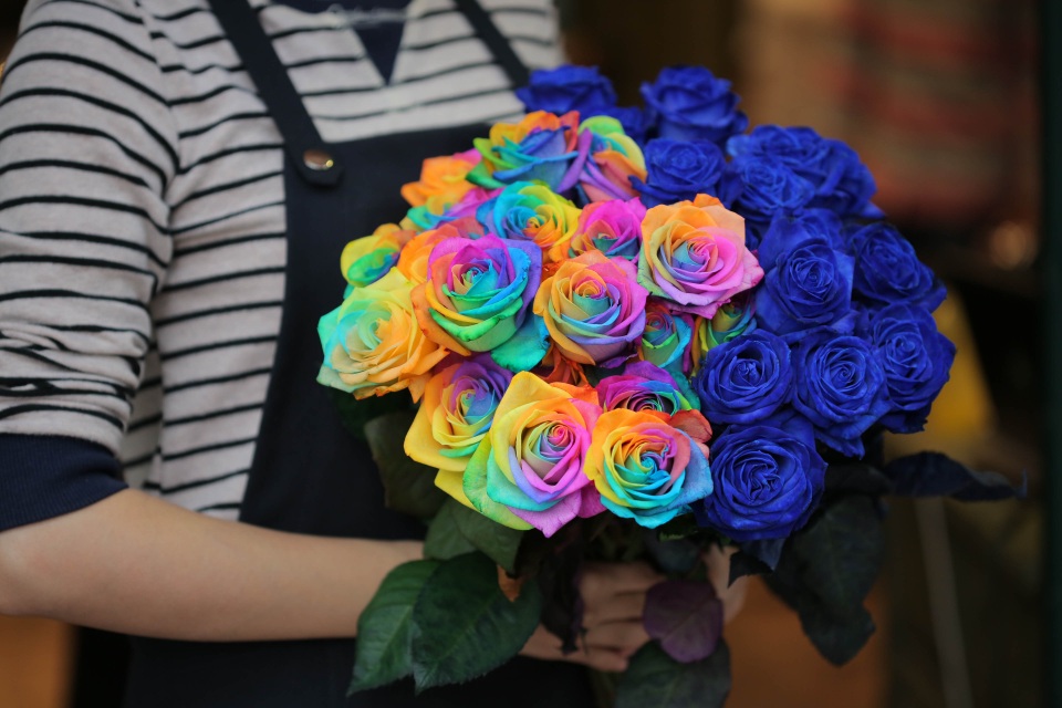 Chi 30 triệu đồng/lẵng, quý ông hào phóng mua 100 bông hồng Ecuador tặng 8/3 - 5 Hồng rainbow và hồng xanh