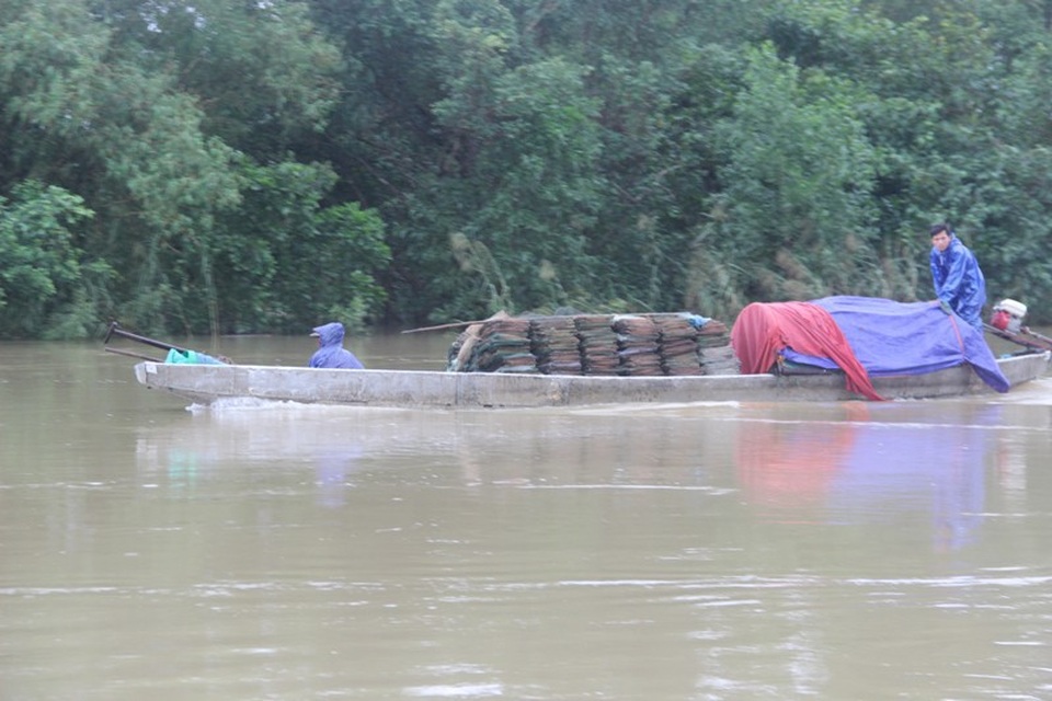 Nước lũ bủa vây, thuyền vẫn chạy đầy... đường - 8 Dù mực nước trên sông Ô Giang đang ở mức cao, song người dân vẫn chèo thuyền ra đánh cá
