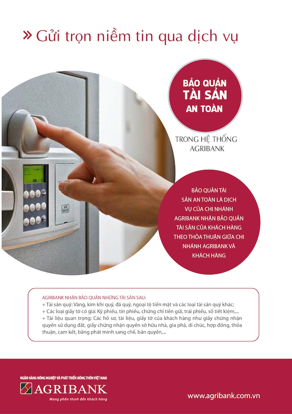 Gửi trọn niềm tin qua dịch vụ bảo quản tài sản an toàn trong hệ thống Agribank - 1 Gửi trọn niềm tin qua dịch vụ bảo quản tài sản an toàn trong hệ thống Agribank - 1