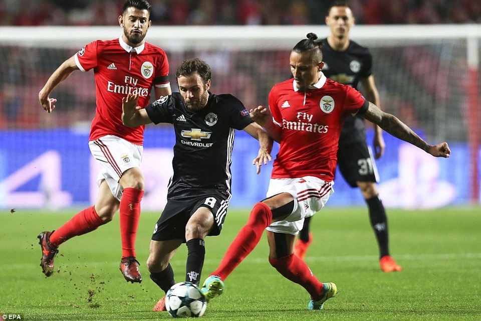 Mắc lỗi nghiêm trọng, thủ thành Benfica dâng chiến thắng cho MU - 2
Ljubomir Fejsa (phải) tranh bóng với Juan Mata (trái)