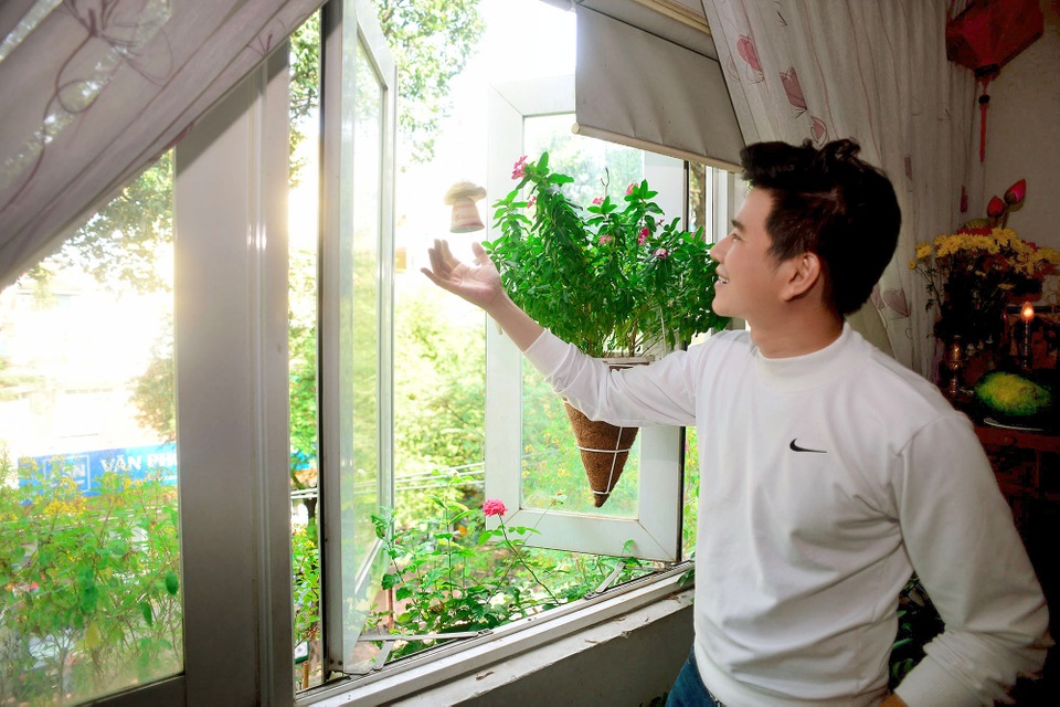 Điểm đặc biệt của nơi này là các hướng cửa sổ đều được mở ra không gian bên ngoài, tận dụng khoảng không để trồng khá nhiều cây xanh. Từ lối đi, cửa sổ, rất nhiều cây kiểng được trưng dụng tạo cho nhà có được không gian mát mẻ và thoải mái.