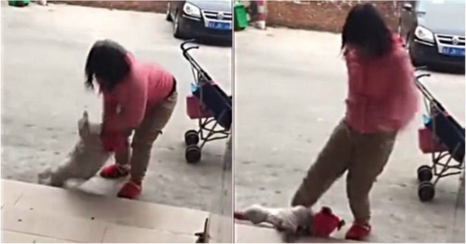 Đau lòng clip mẹ đá con thô bạo chỉ vì con không nín khóc - 1