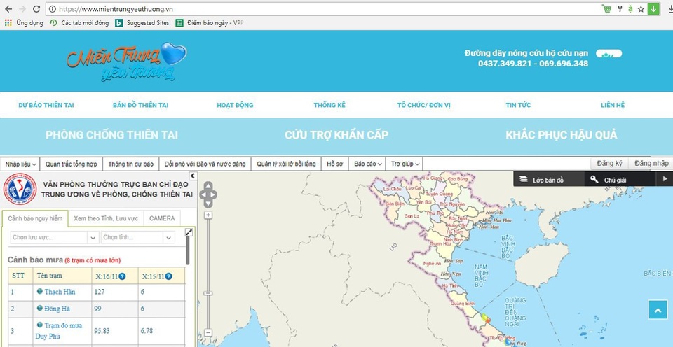 Lập bản đồ cứu trợ thiên tai cho miền Trung - 1 Thông tin, hình ảnh thiệt hại do thiên tai, bão lũ sẽ được cán bộ Hội Chữ thập đỏ và các đội phản ứng nhanh cập nhật trên bản đồ cứu trợ