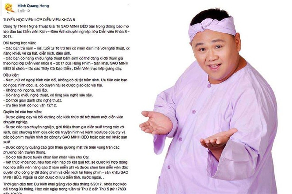 Minh Béo đã thật sự hối cải? - 2 Đăng tuyển diễn viên trẻ khi cả xã hội đang rầm rộ chiến dịch chống hành vi xâm hại tình dục trẻ em. Ảnh: FBNV.