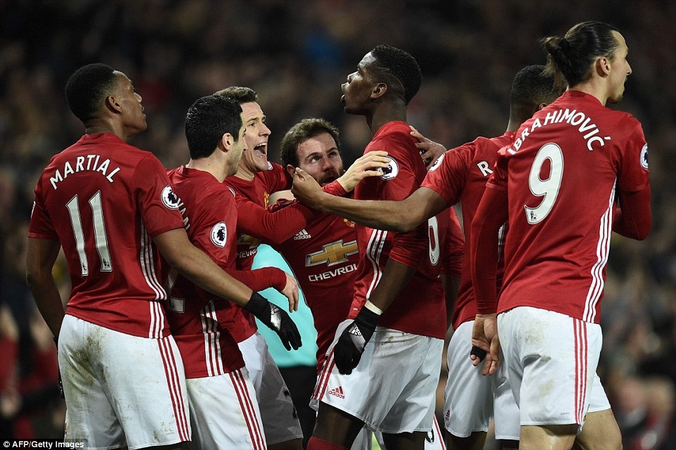 Bảng xếp hạng Premier League năm 2016: MU xếp trên Arsenal, Man City - 1 MU thi đấu thành công cuối năm 2016