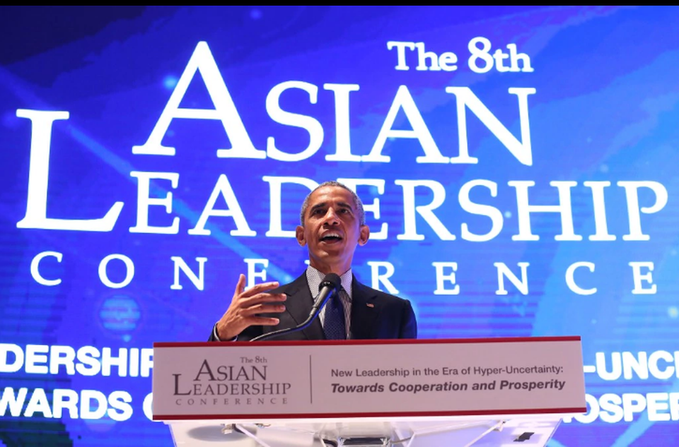 Cựu Tổng thống Mỹ phát biểu tại hội nghị Lãnh đạo châu Á ở Seoul, Hàn Quốc hồi tháng 7 (Ảnh: Chosun)