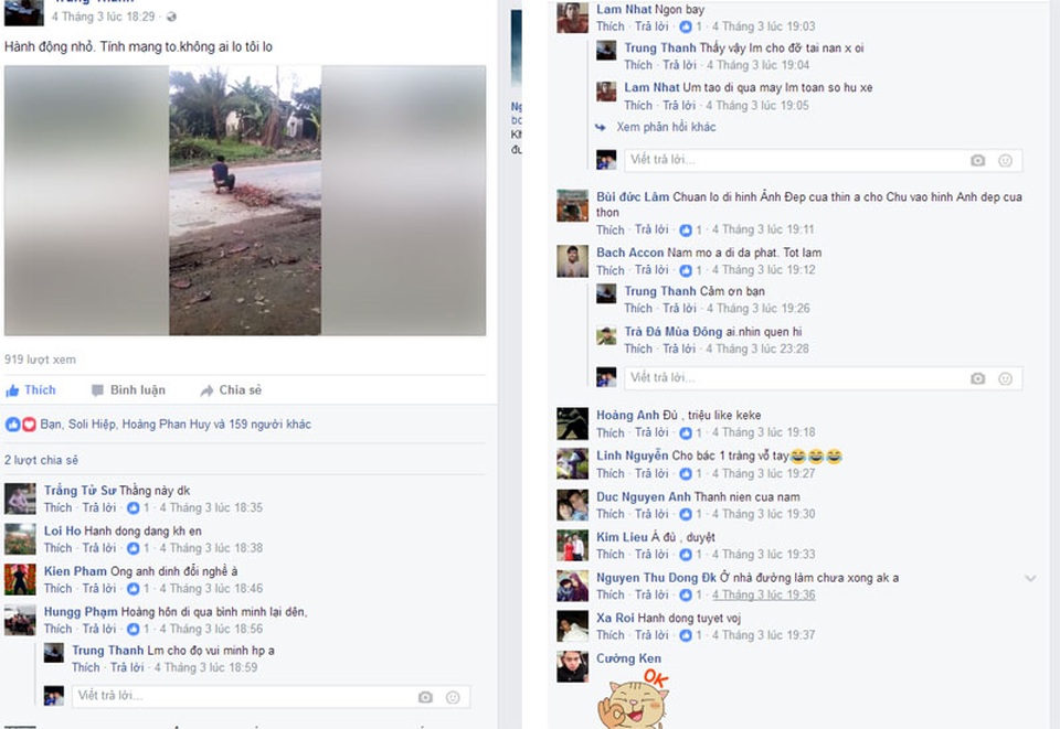 
Việc làm của anh Hoàng nhận được rất nhiều lời khen ngợi, khâm phục.
