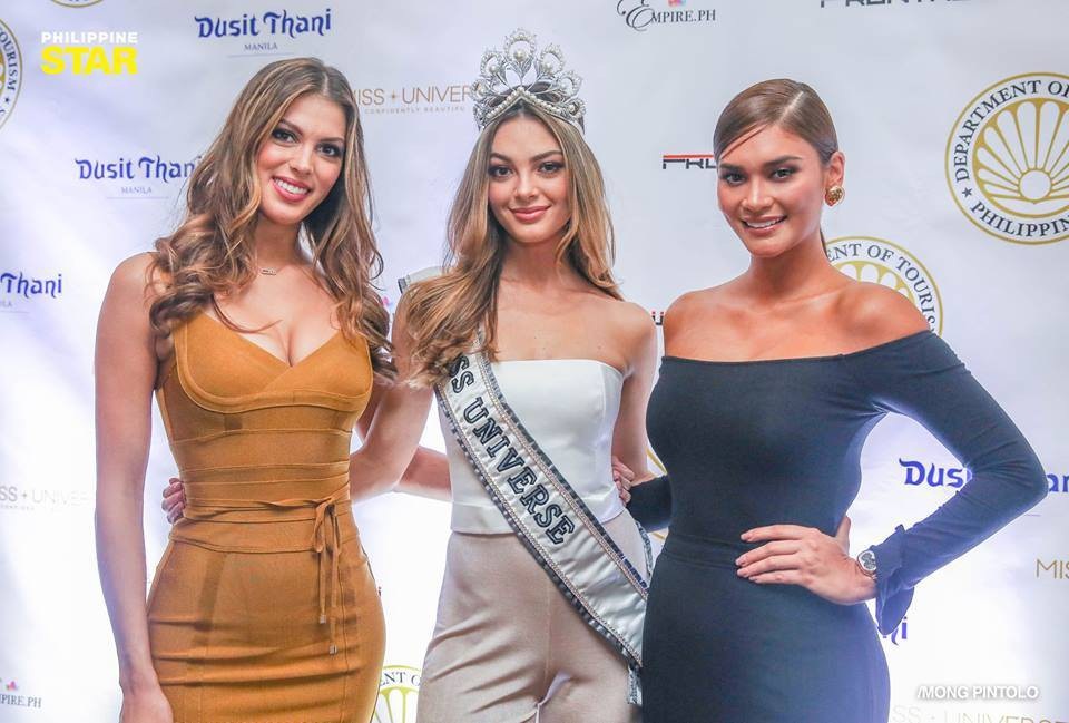 Ba hoa hậu hoàn vũ "đọ dáng" tại Philippines - 5
Từ trái sang: Hoa hậu Hoàn vũ 2016 - Iris Mittenaere, Hoa hậu Hoàn vũ 2017 - Demi-Leigh Nel-Peters và Hoa hậu hoàn vũ 2015 - Pia Wurtzbach.