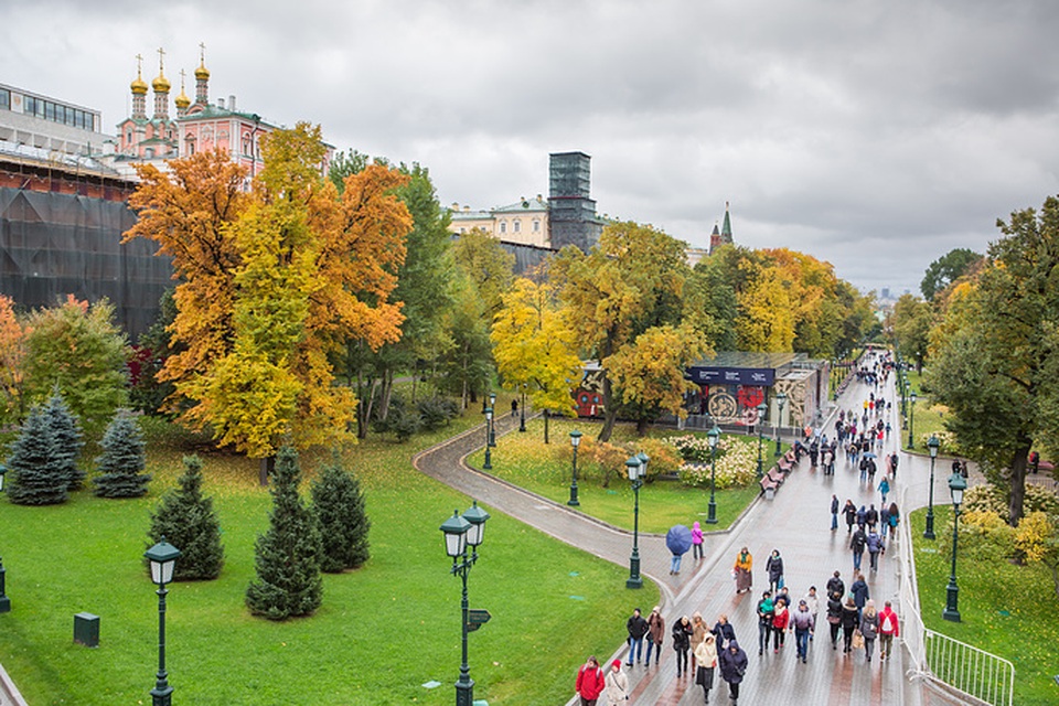 Chiêm ngưỡng vẻ đẹp mùa thu “vàng” nước Nga - 10 Lá vàng rụng ở công viên Novodevichy Ponds. (Ảnh: TASS)