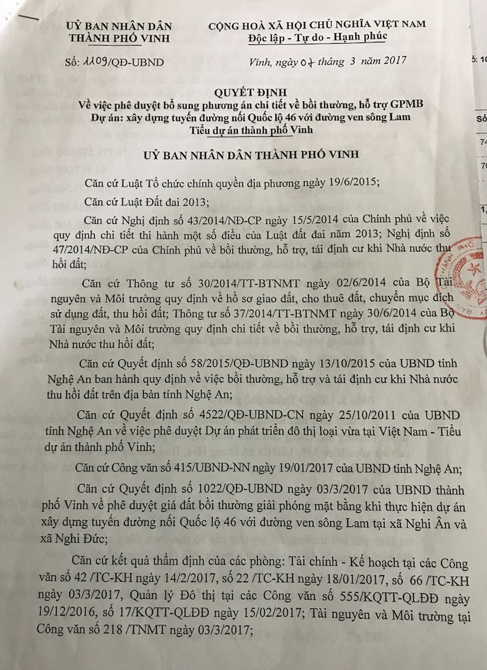 Bị thu hồi đất, dân làm đơn kêu cứu: “Chúng tôi chỉ mong được giải quyết thấu tình đạt lý” - 9 Quyết định bồi thường của UBND TP Vinh đang gây bức xúc cho bà con Nghi Ân.