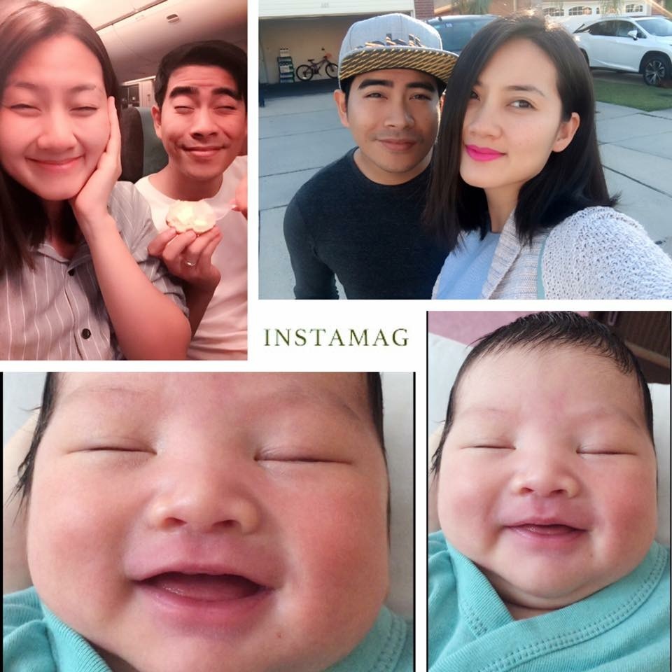 Hoa hậu Kỳ Duyên vào bếp, Hồ Ngọc Hà vi vu trời Tây - 12 Diễn viên Thanh Bình chia sẻ ảnh hai vợ chồng cùng ảnh con, anh chia sẻ đầy vui nhộn: Mặt con đóng phim hề hước được ko? Mặt con gọn vầy mà ai cũng kêu con tròn như cái bánh bư (bánh bao), post lên facebook tràn màn hình của Ngọc Lan - Thanh Bình