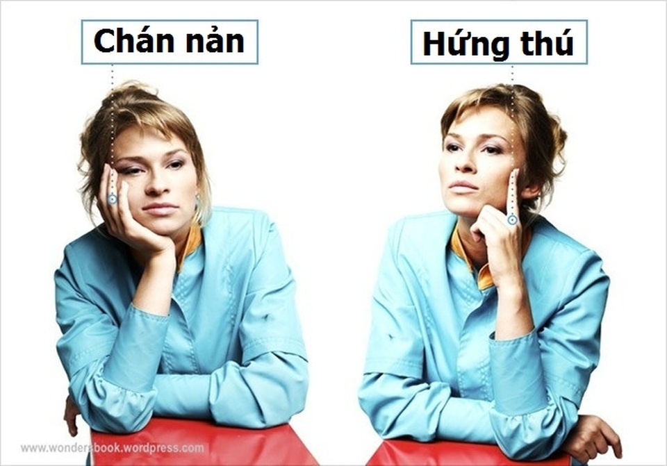 Cùng khoa học giải mã các “ngôn ngữ cơ thể” của con người - 1 Việc chống tay lên cằm và mắt đảo quanh cho thấy rằng người đó đang chán nản. Ngược lại, tư thế của người bên phải chứng tỏ họ thấy hứng thú với những gì bạn nói.
