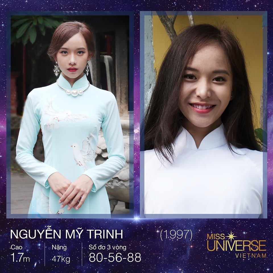 Nguyễn Mỹ Trinh, cao 1m70, với số đo 80-56-88 sinh ra và lớn lên ở Vĩnh Long trong một gia đình thuần nông.