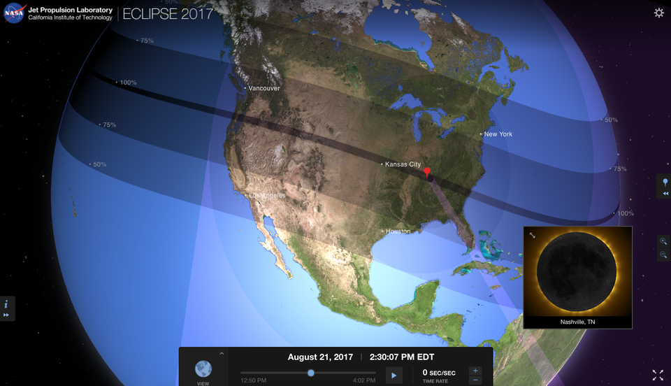 Nước Mỹ chuẩn bị đón nhật thực toàn phần sau 100 năm - 2
Những người may mắn sinh sống ở dọc theo dải đất rộng 70 dặm sẽ được tận mắt chứng kiến nhật thực toàn phần.