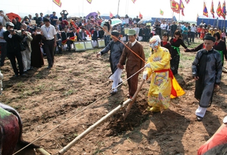 Sẽ có máy cày trong lễ hội "vua đi cày" - 2 Khác với mọi năm, tại lễ hội năm nay ngoài việc thực hiện nghi thức cày ruộng truyền thống bằng trâu, năm nay còn có thêm cày máy.