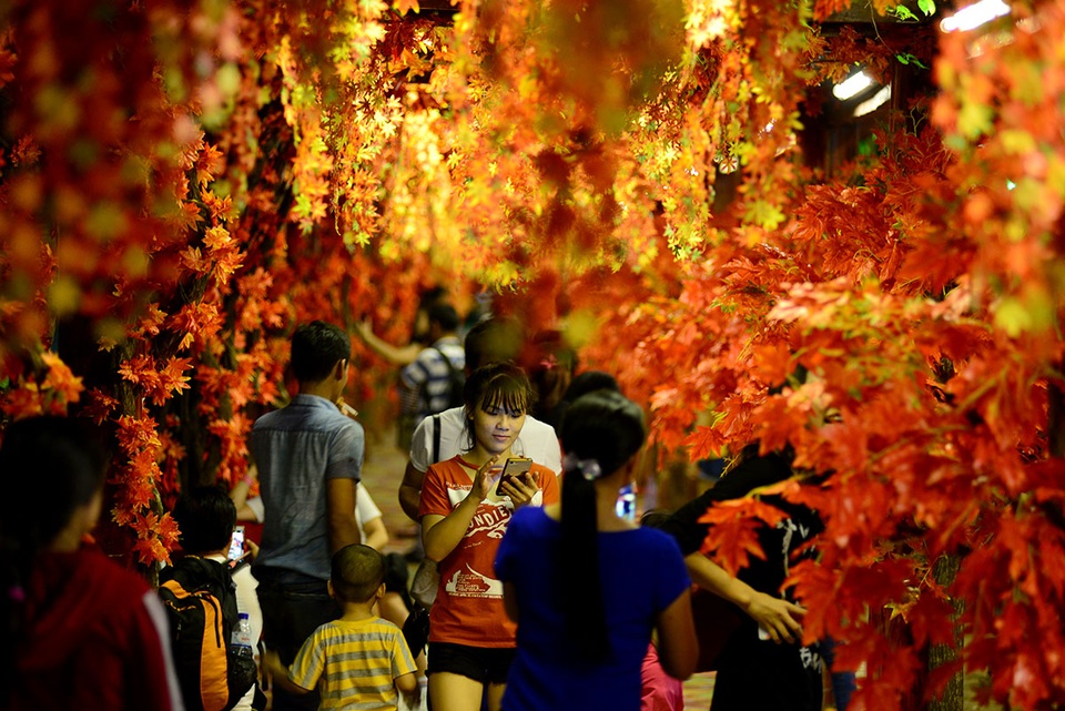 Người Sài Gòn kéo nhau đi xem pháo hoa ngày lễ 2/9 - 3 Nhiều người tranh thủ đến sớm, chụp hình những cảnh đẹp trong công viên trước khi tìm chỗ đẹp để ngắm pháo hoa.