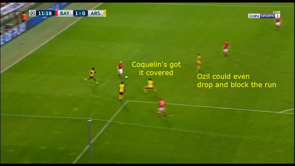 Arsenal thảm bại tại Champions League: Hết rồi, Wenger! - 3 Mesut Ozil vô cùng hững hờ trong việc phòng ngự