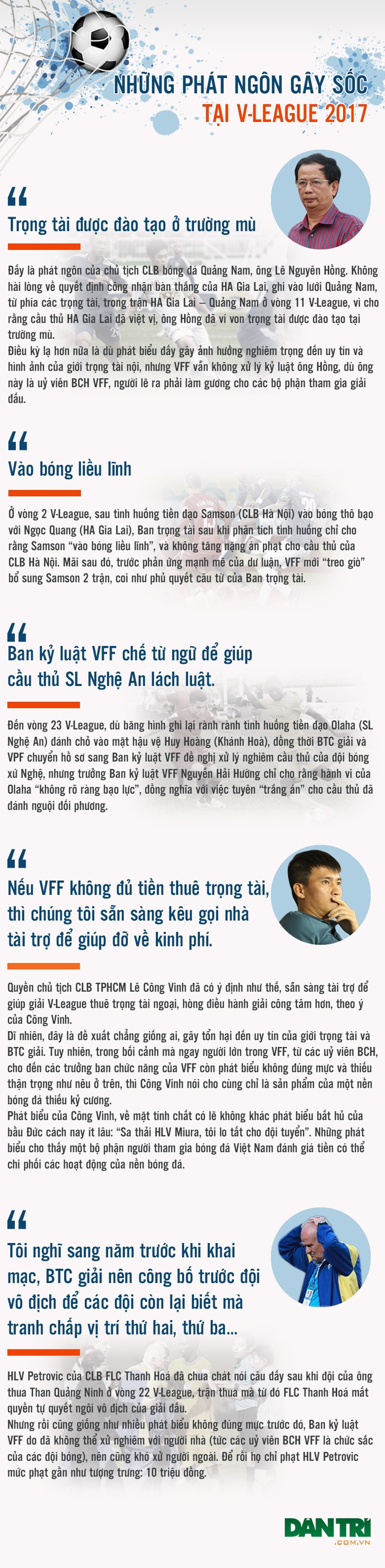 [Infographics] Những phát ngôn gây sốc tại V-League 2017 - 1