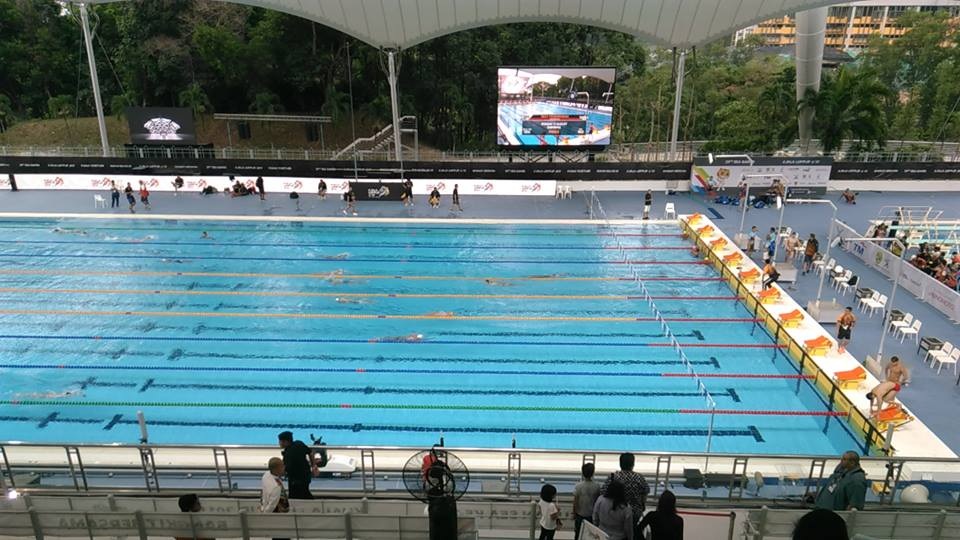 
Bể bơi ở Trung tâm thể thao quốc gia Malaysia, nơi sẽ diễn ra chung kết các nội dung bơi, ảnh: Q.H
