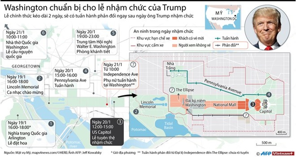 [Infographics] Washington chuẩn bị cho lễ nhậm chức của ông Trump - 1