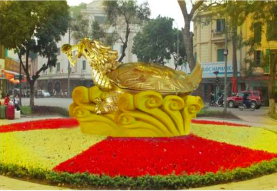 Đạo diễn Đặng Nhật Minh: "Hồ Gươm - Món quà vô giá!" - 1 Mẫu phác thảo về tượng rùa vàng đặt ở Hồ Gươm.