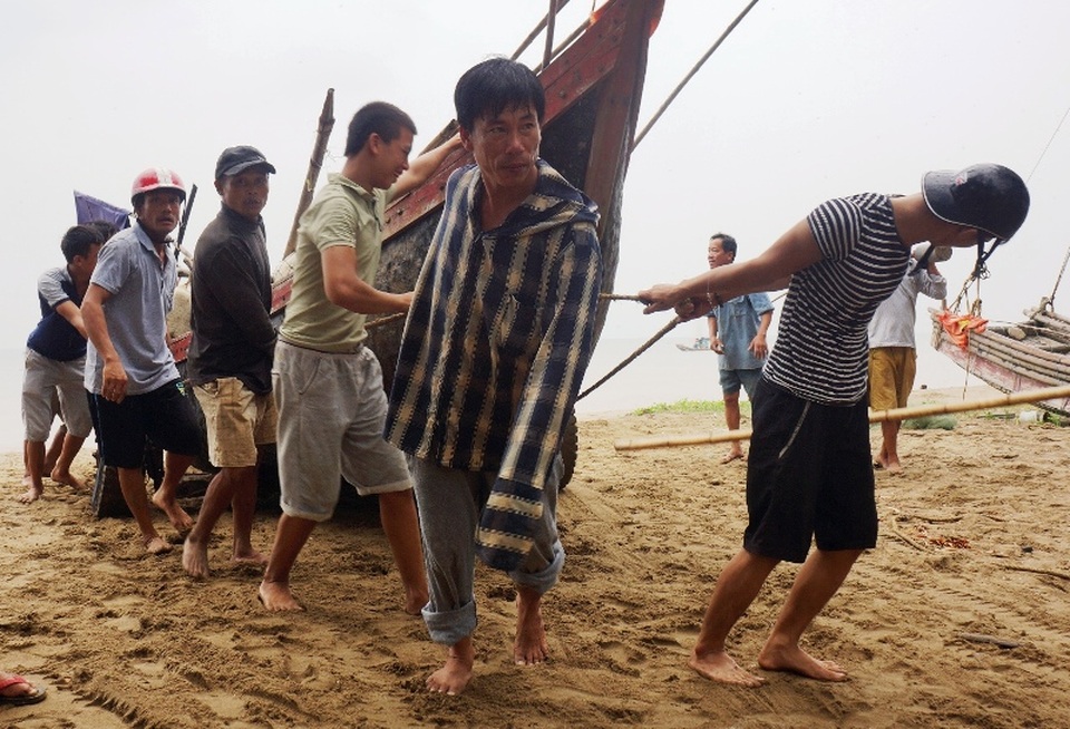 Công an giúp dân gặt lúa chạy bão - 7 Ngư dân các địa phương ven biển đưa tàu, thuyền cũng như bè mảng vào bờ trú ẩn