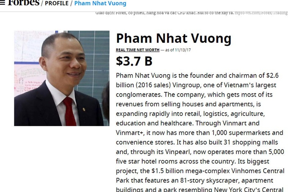 Vượt Donald Trump, ông Phạm Nhật Vượng lộ tài sản 4,8 tỷ USD - 1 Vượt Donald Trump, ông Phạm Nhật Vượng lộ tài sản 4,8 tỷ USD - 1