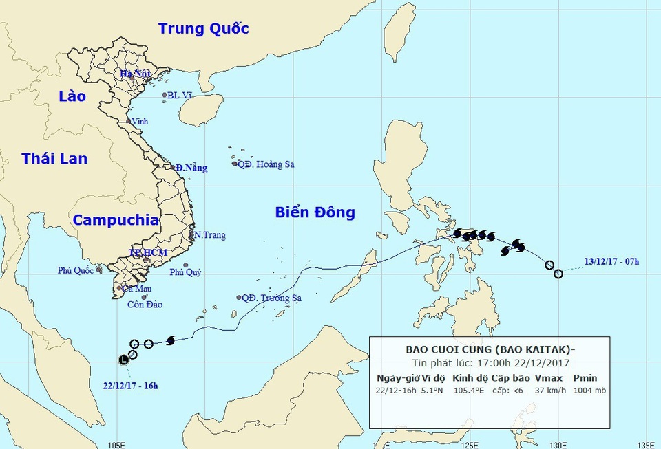 Vừa thoát bão Kai-tak, lại "hỏa tốc" ứng phó bão Tembin - 2 Dấu vết đường đi của bão số 15. (Ảnh: NCHMF).