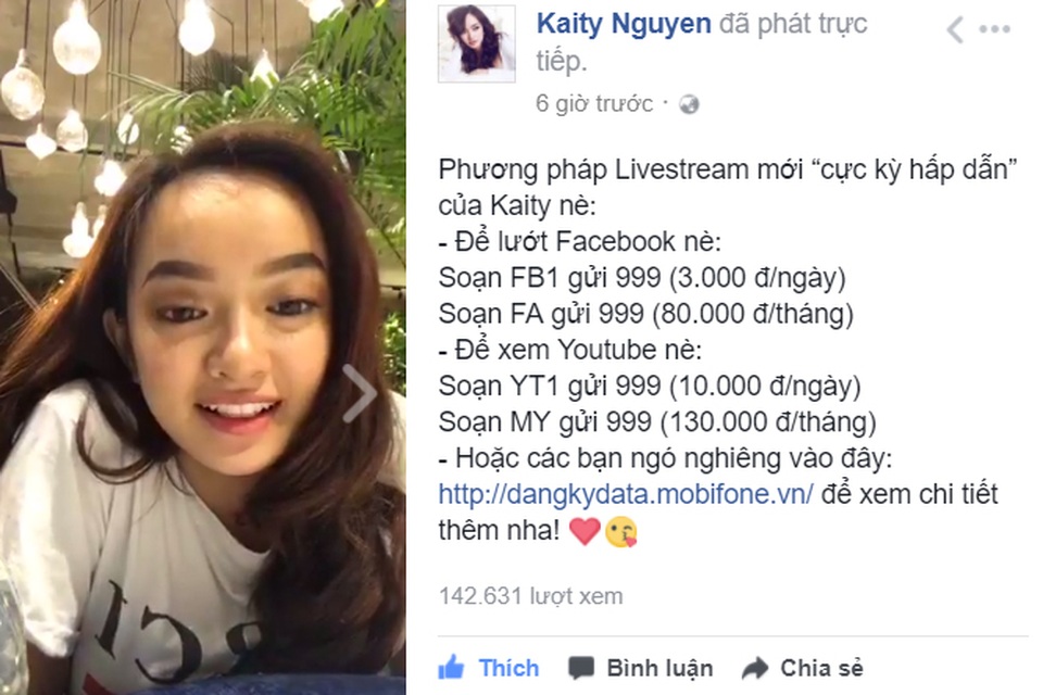 Bí kíp livestream thả ga, miễn phí data tốc độ cao cho giới trẻ - 1
Kaity Nguyễn là một trong những sao trẻ “nghiện” livestream