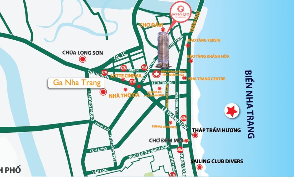 Truy tìm Condotel làm khuynh đảo thị trường BĐS Nha Trang - 1 Ocean Gate sở hữu vị trí trung tâm sầm uất của thành phố Nha Trang