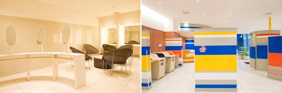 Một trong những điểm độc đáo của các TTTM của AEONMALL là không gian khu vệ sinh lung linh mà cũng rất tiện nghi