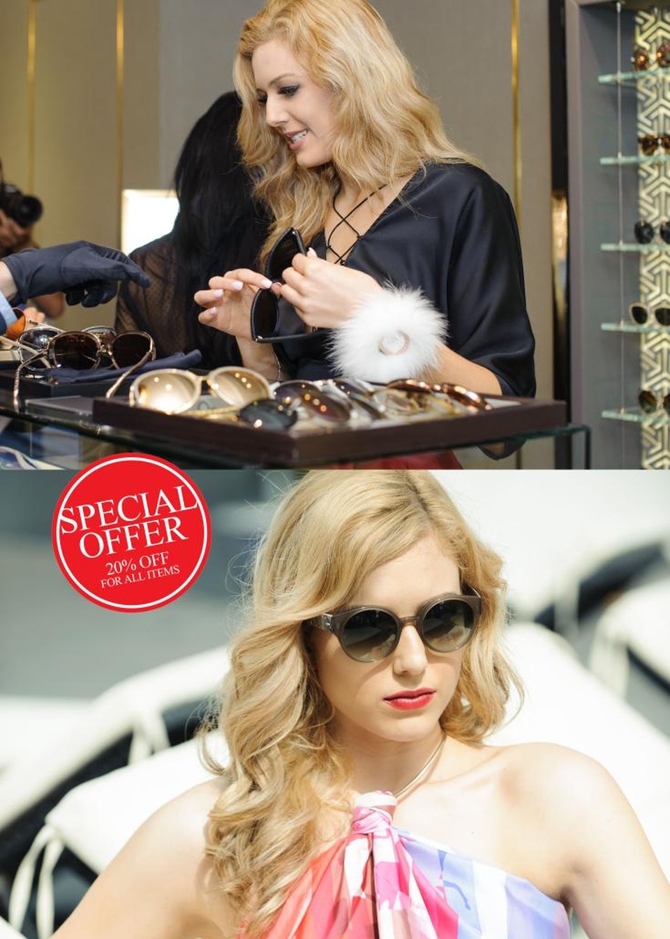 Miss Global 2015 - Jessica Peart lựa chọn kính mắt tại Miluxe Boutique trong lần tới thăm Việt Nam. Ngay sau đó Hoa Hậu Toàn Cầu đã có 1 set ảnh rất ấn tượng chụp tại Vịnh Hạ Long – Việt Nam.