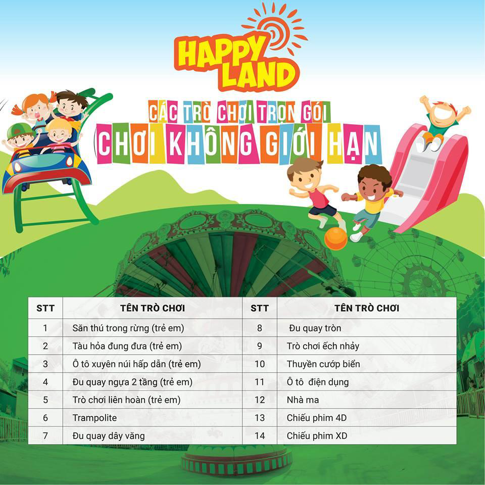 Happy Land sôi động và mát lạnh chào hè - 11 Tất cả đều được bán với giá vé trọn gói, chỉ 01 vé chơi tham gia tất cả các hoạt động. tiết kiệm tới 80%.
