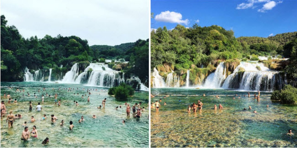 Vườn quốc gia Krka, Lozovac, Croatia:  Nơi đây nổi tiếng với các bể bơi tự nhiên hình thành dọc thác nước nhiều tầng.