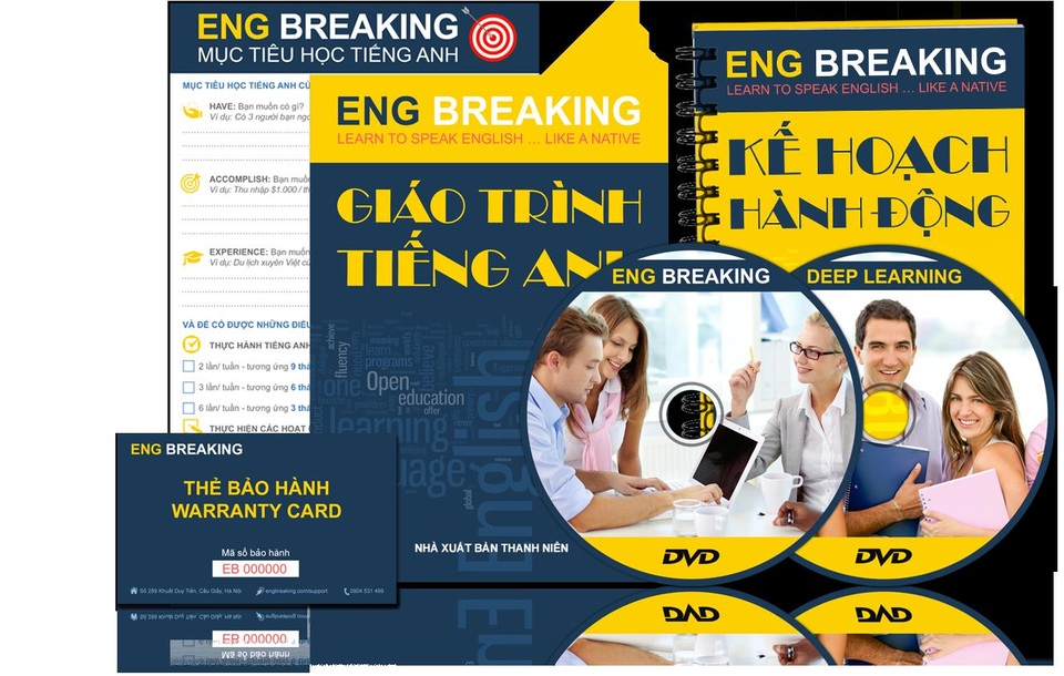 Học tiếng Anh giao tiếp hiệu quả cùng Eng Breaking chỉ sau 3 tháng - 2 Trọn bộ giáo trình Eng Breaking dành cho người mới bắt đầu học tiếng Anh giao tiếp (kèm thẻ bảo hành 6 tháng).