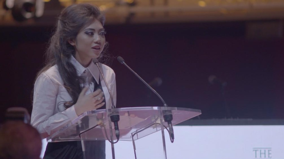 Coco Trần phát biểu tại chương trình và cam kết ủng hộ cho Quỹ Global Gift