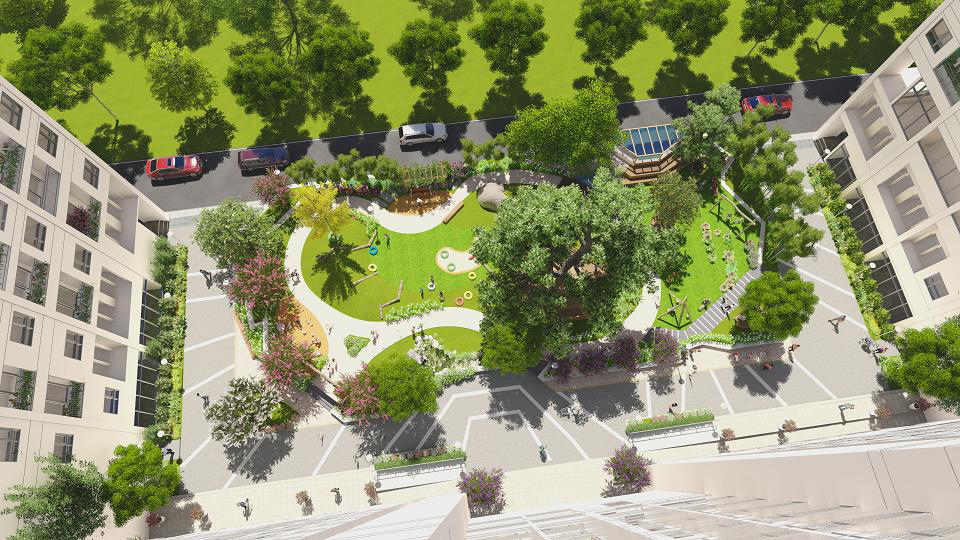 Anland còn dành 2000m2 sân vườn đa dạng trò chơi vận động và phát triển trí tuệ