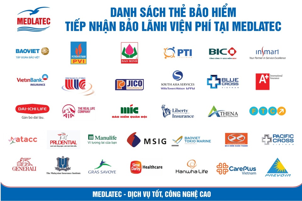 Bảo lãnh viện phí mang lại lợi ích gì cho người có bảo hiểm sức khỏe? - 2 MEDLATEC hiện là đối tác của trên 30 công ty bảo hiểm lớn trong và ngoài nước.