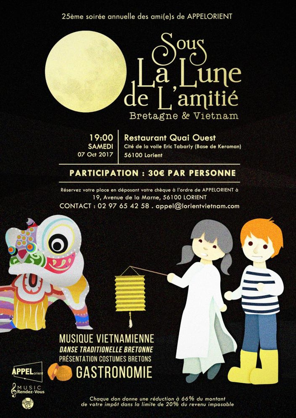 Đêm nhạc trung thu từ thiện của cộng đồng người Việt trẻ tại Lorient - 2
Áp phích của chương trình được thiết kế bởi bạn Bùi Phương Thảo – du học sinh tại Rennes