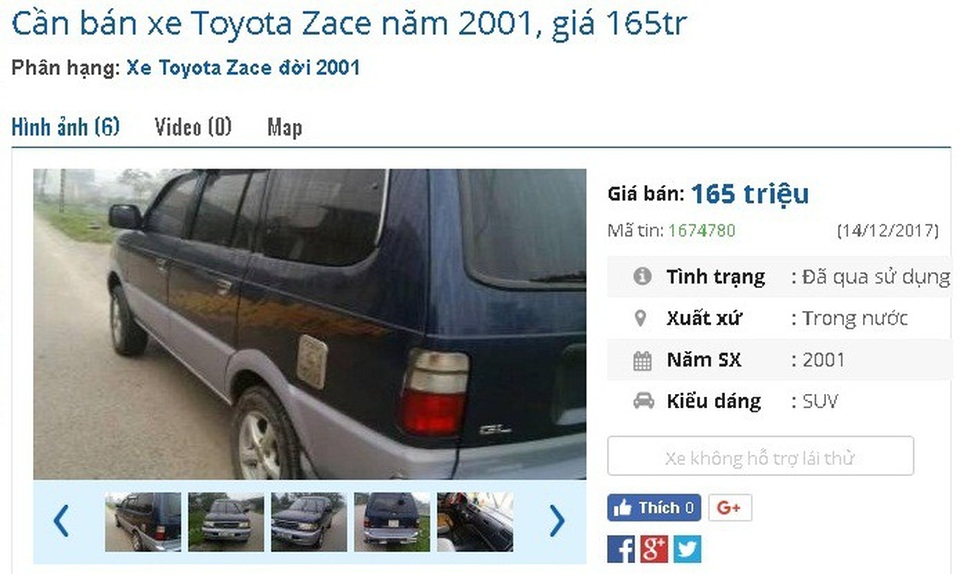 Với 170 triệu đồng, mua ô tô cũ chính hãng nào đi chơi Tết? - 3
Một chiếc Toyota Zace năm 2001 đang được rao giá 165 triệu đồng. Theo quảng cáo, xe còn tốt, nội thất đẹp, lốp mới cả dàn, máy êm, điều hòa mát lạnh.