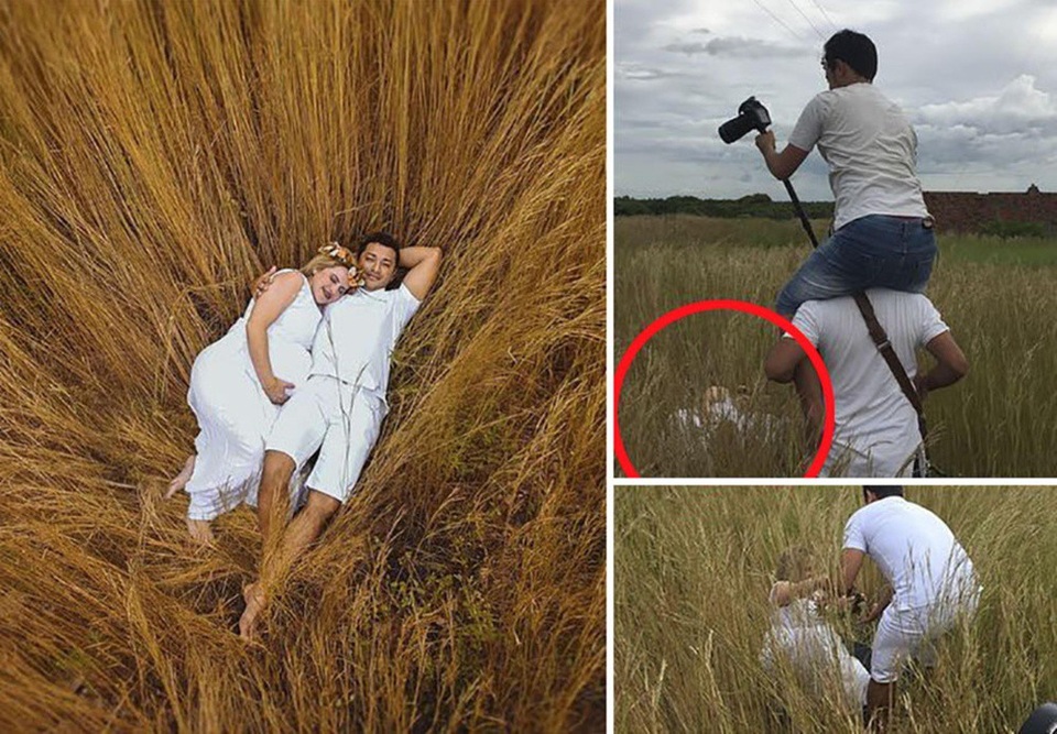 Chụp ảnh xong cô dâu không dậy nổi