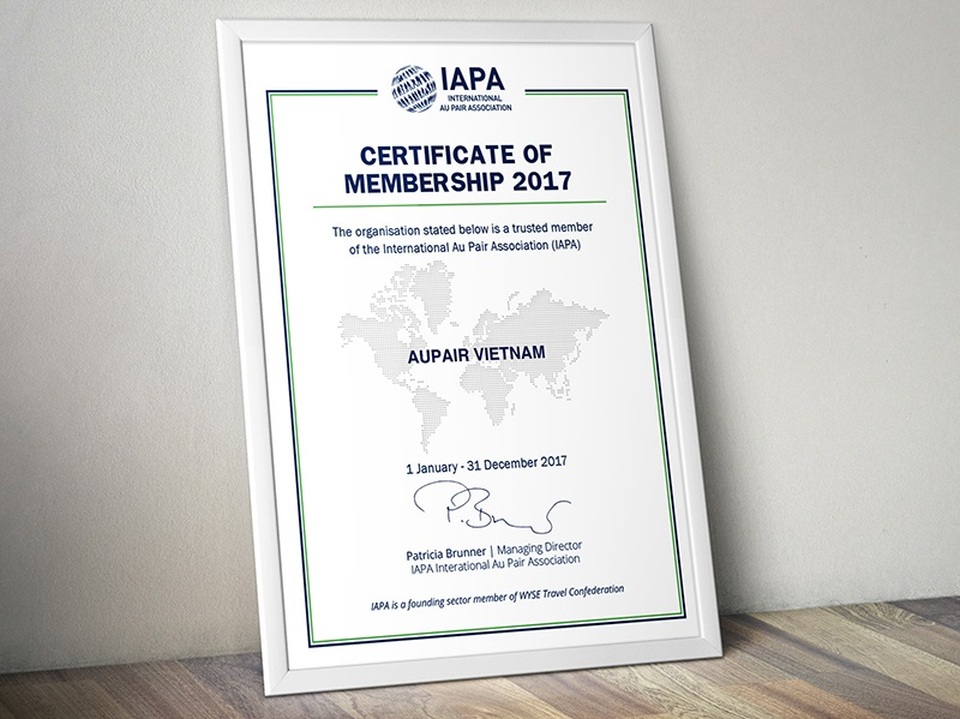 Aupair Vietnam - Tổ chức đầu tiên tại Việt Nam gia nhập IAPA - 3 Tổ chức Aupair Vietnam chính thức trở thành thành viên của Hiệp hội Au Pair Quốc tế (IAPA)