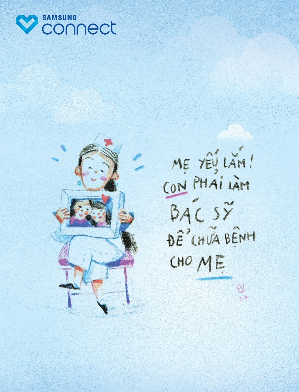 Nét vẽ kể những câu chuyện về ước mơ của trẻ nhỏ - 3 Cô bé mỗi ngày đều sắc thuốc, chăm sóc mẹ bị bệnh. Em ước lớn lên sẽ trở thành bác sĩ để chữa bệnh cho mẹ và cho bà con hàng xóm.