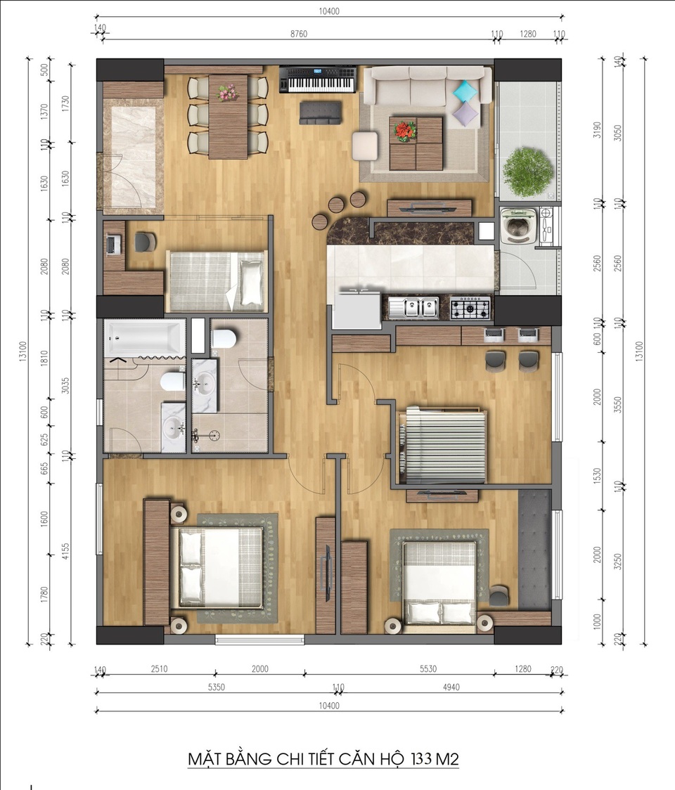 Căn hộ 4 phòng ngủ chiếm lĩnh thị trường BĐS Hà Nội - 3 Riverside Garden đang có mức giá hấp dẫn chỉ 3,2 tỷ/căn hộ 4 phòng ngủ 133 m2.